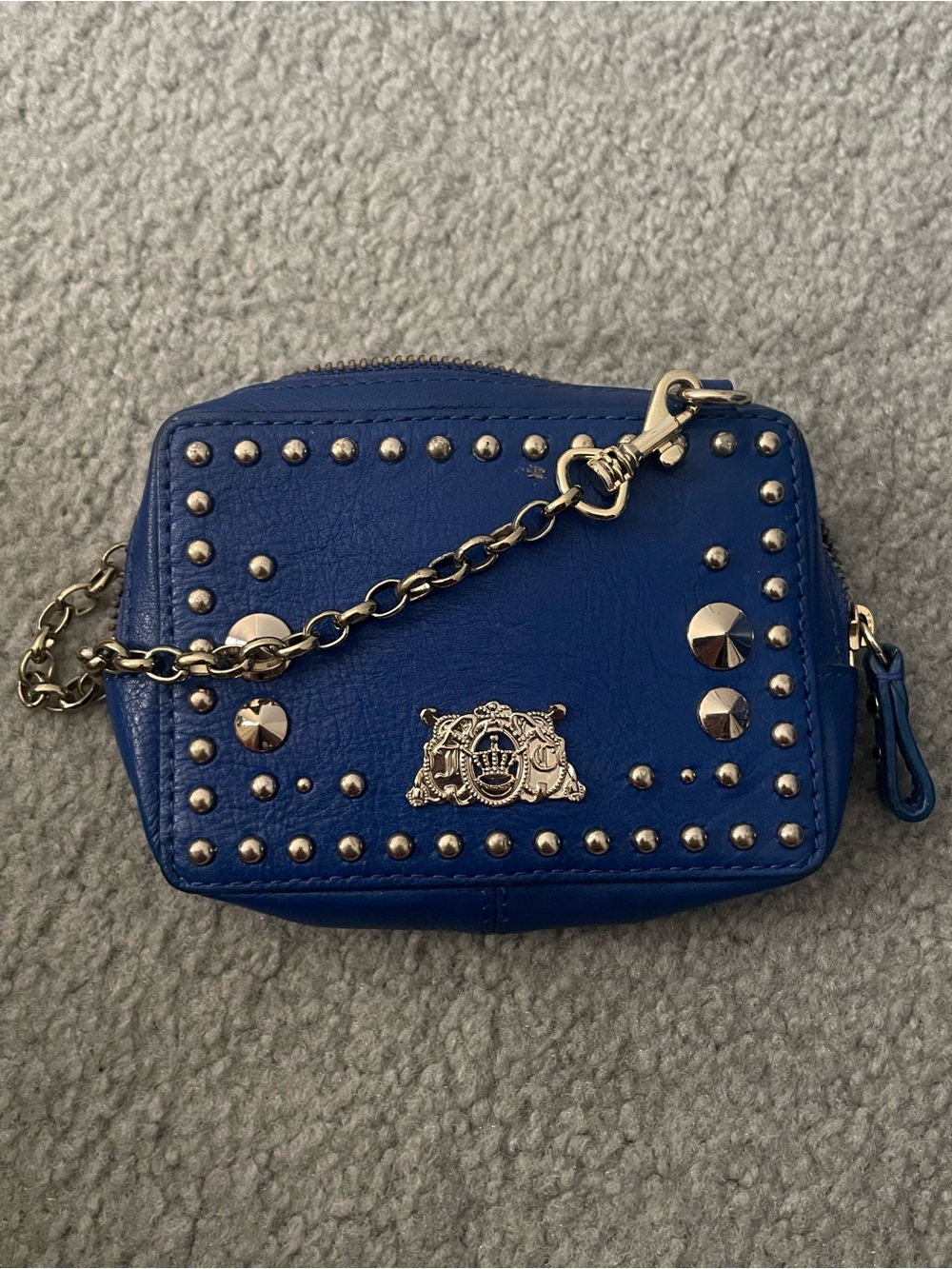 Juicy Couture Royal Blue Studded Wristlet with Gold Hardware